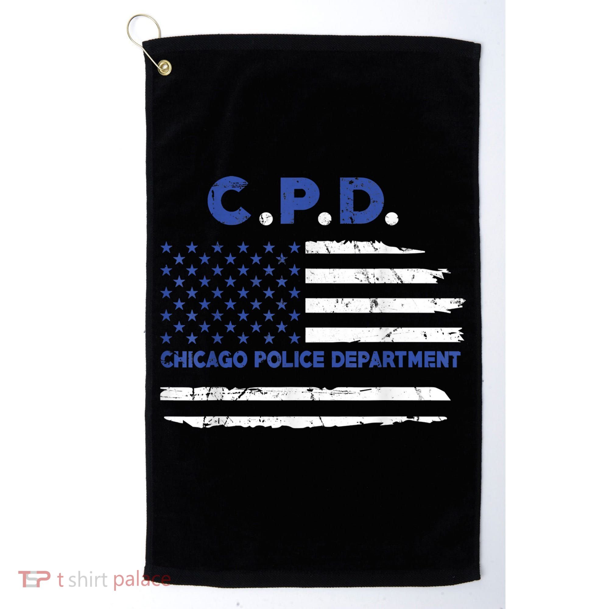 Chicago Police Officer American Flag Thin Blue Line Golf Towel