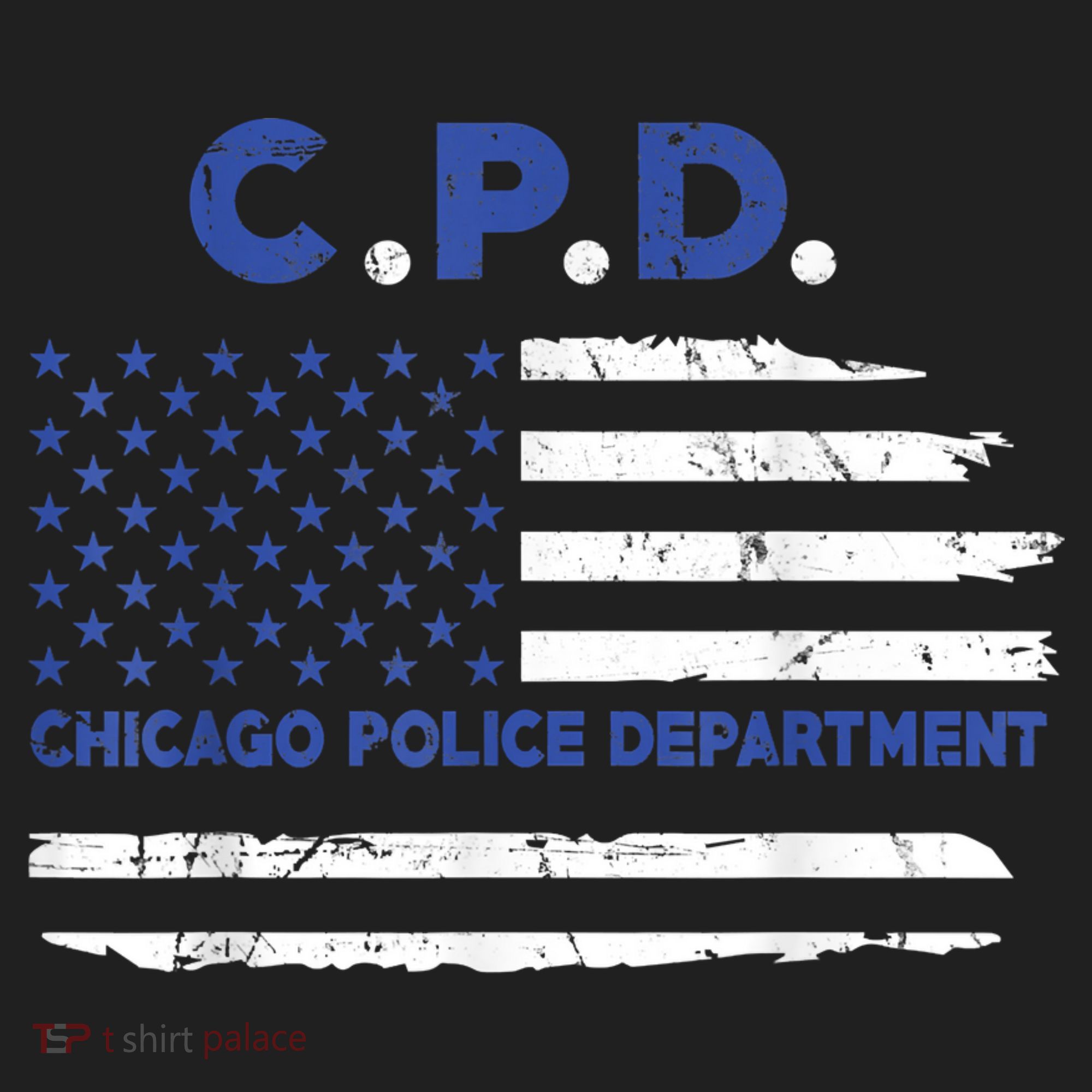 Chicago Police Officer American Flag Thin Blue Line Golf Towel