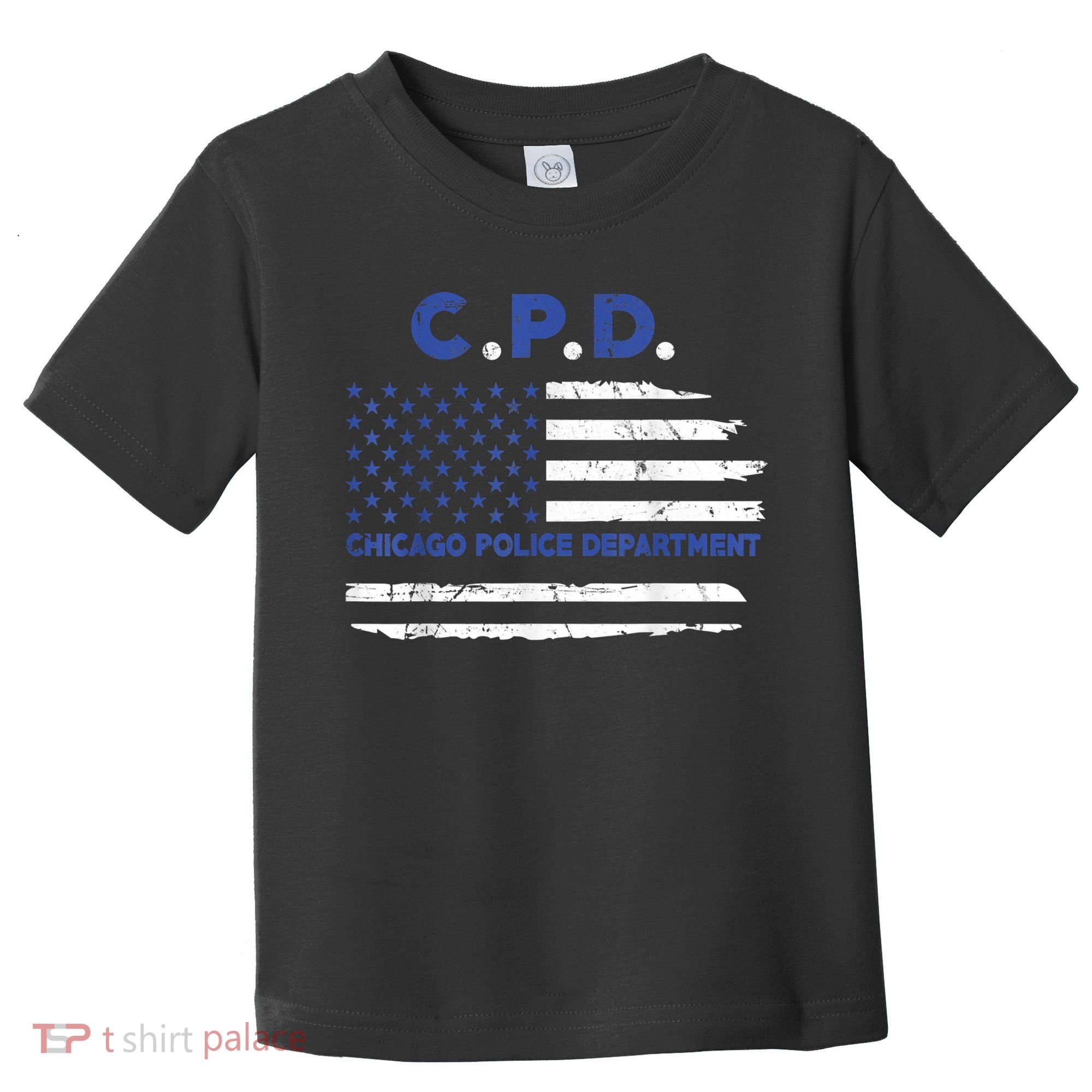 Chicago Police Officer American Flag Thin Blue Line Toddler T-Shirt