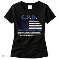 Chicago Police Officer American Flag Thin Blue Line Women's T-Shirt thumb 0