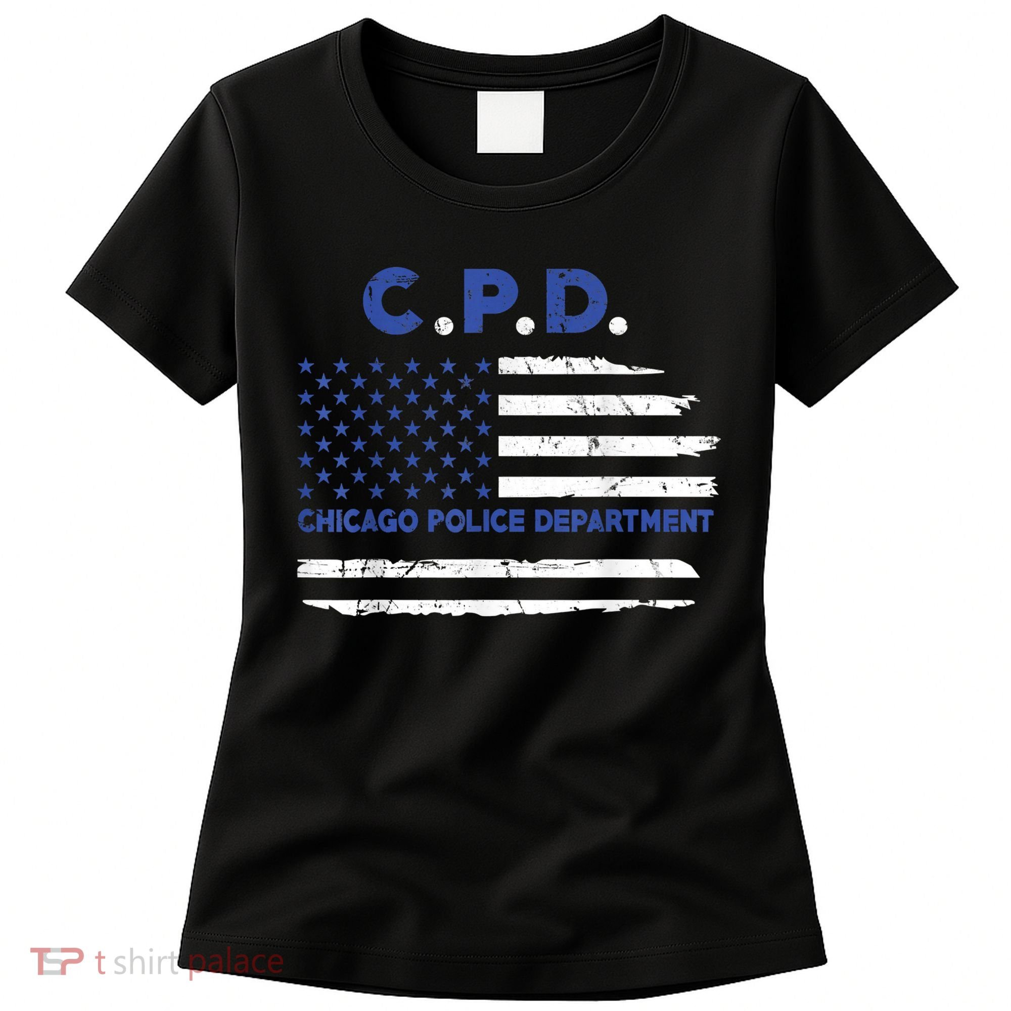 Chicago Police Officer American Flag Thin Blue Line Women's T-Shirt