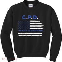 Chicago Police Officer American Flag Thin Blue Line Kids Sweatshirt thumb 0