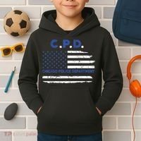 Chicago Police Officer American Flag Thin Blue Line Kids Hoodie thumb 2