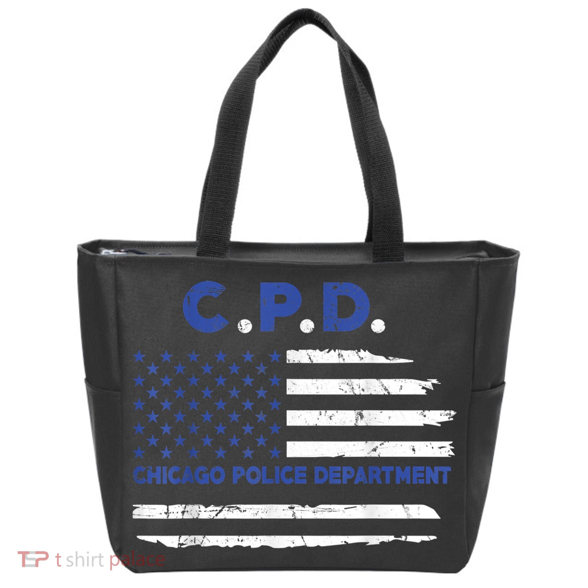 Chicago Police Officer American Flag Thin Blue Line Tote Bag