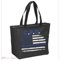 Chicago Police Officer American Flag Thin Blue Line Tote Bag thumb 2