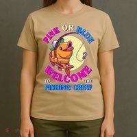 Cute Pink Or Blue Welcome To The Fishing Crew New Baby T-Shirt thumb 4