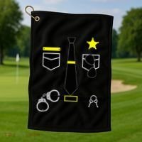 Cool Police Officer Costume Cop Policeman Golf Towel thumb 1