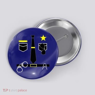 Cool Police Officer Costume Cop Policeman Button