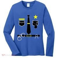 Cool Police Officer Costume Cop Policeman Women's Long Sleeve Shirt thumb 0