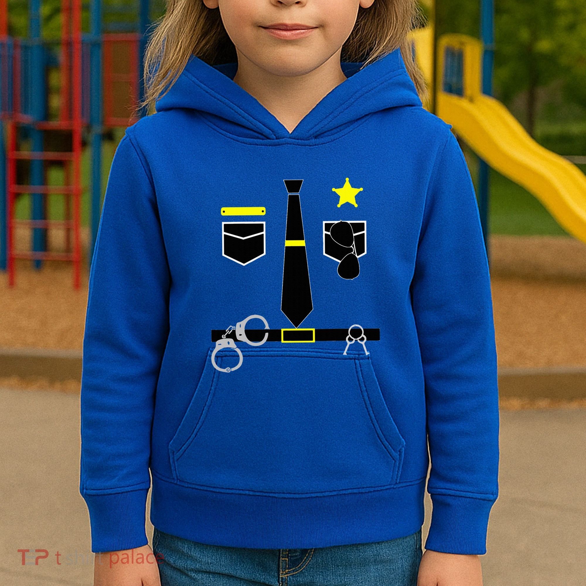 Cool Police Officer Costume Cop Policeman Kids Hoodie