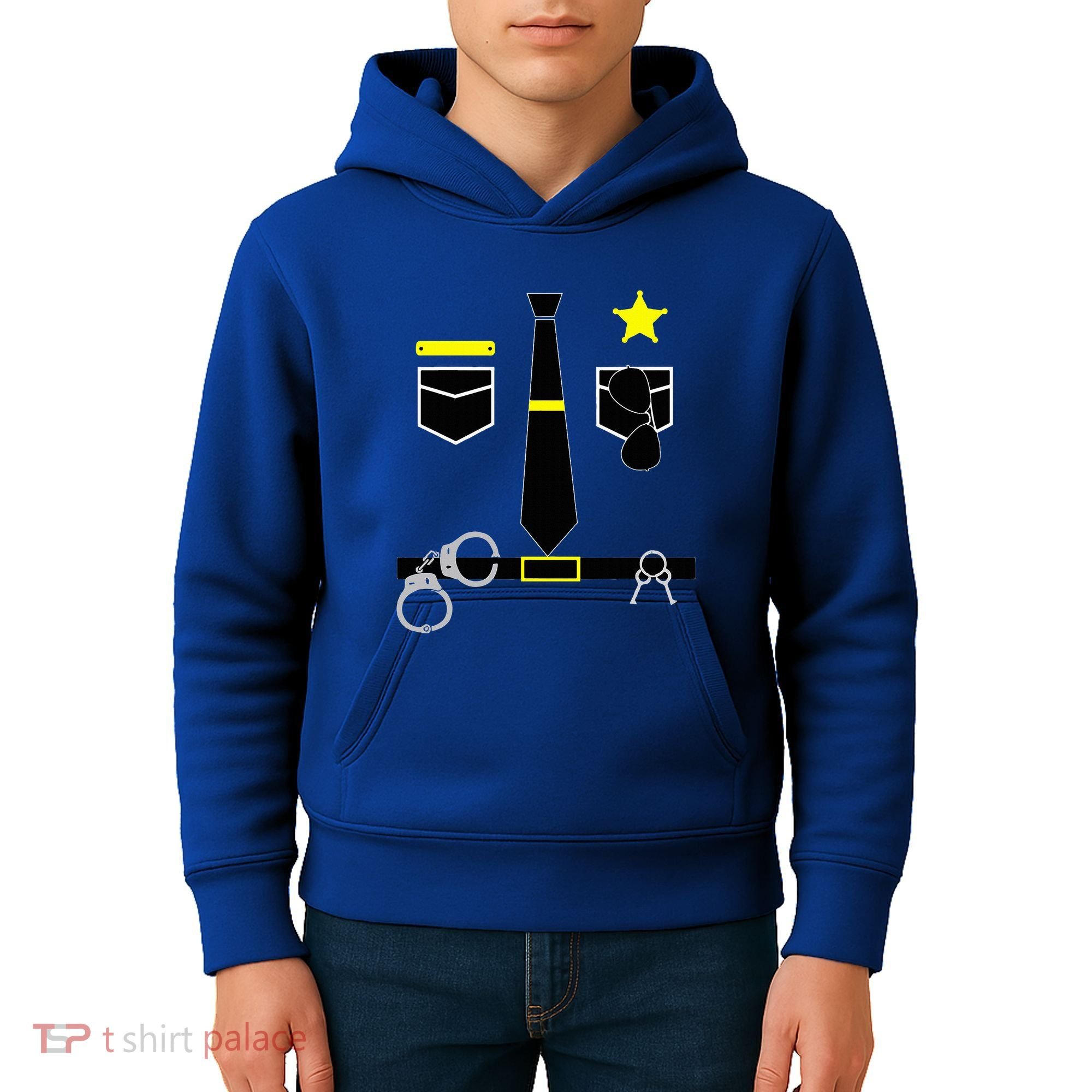Cool Police Officer Costume Cop Policeman Kids Hoodie