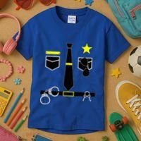 Cool Police Officer Costume Cop Policeman Kids T-Shirt thumb 3