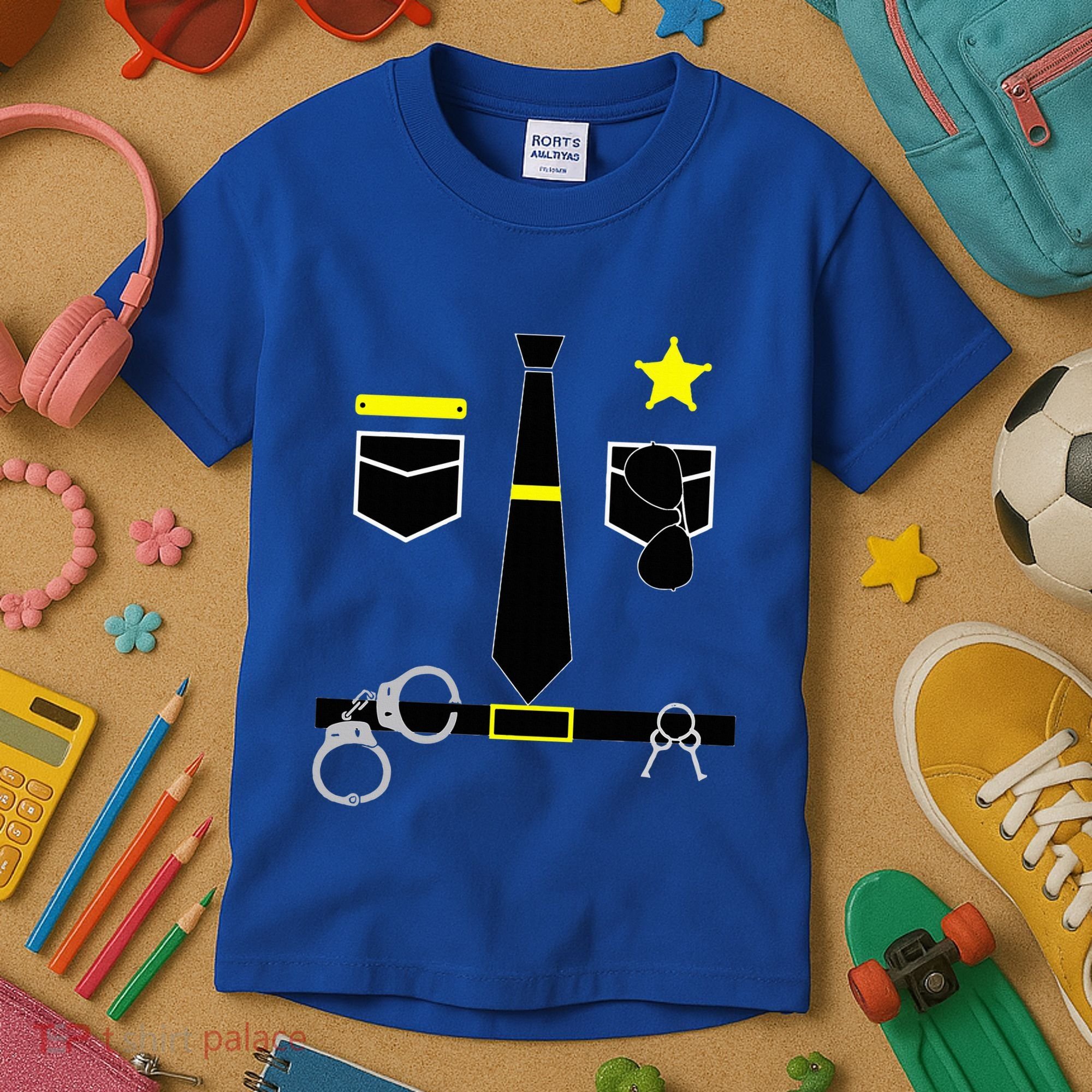 Cool Police Officer Costume Cop Policeman Kids T-Shirt