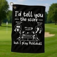 Confused Pickleball Player Funny Pickleball Golf Towel thumb 1