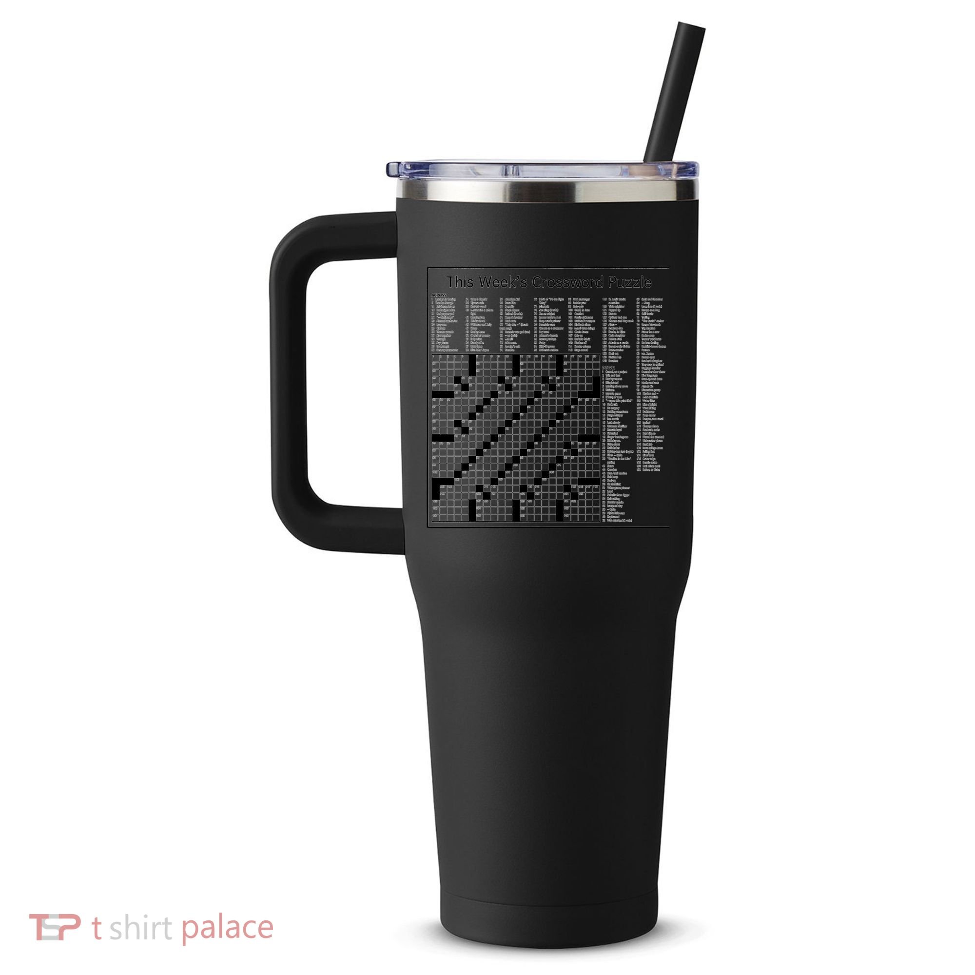 Crossword Puzzle Picture 40oz Vacuum Insulated Stainless Steel Travel Tumbler