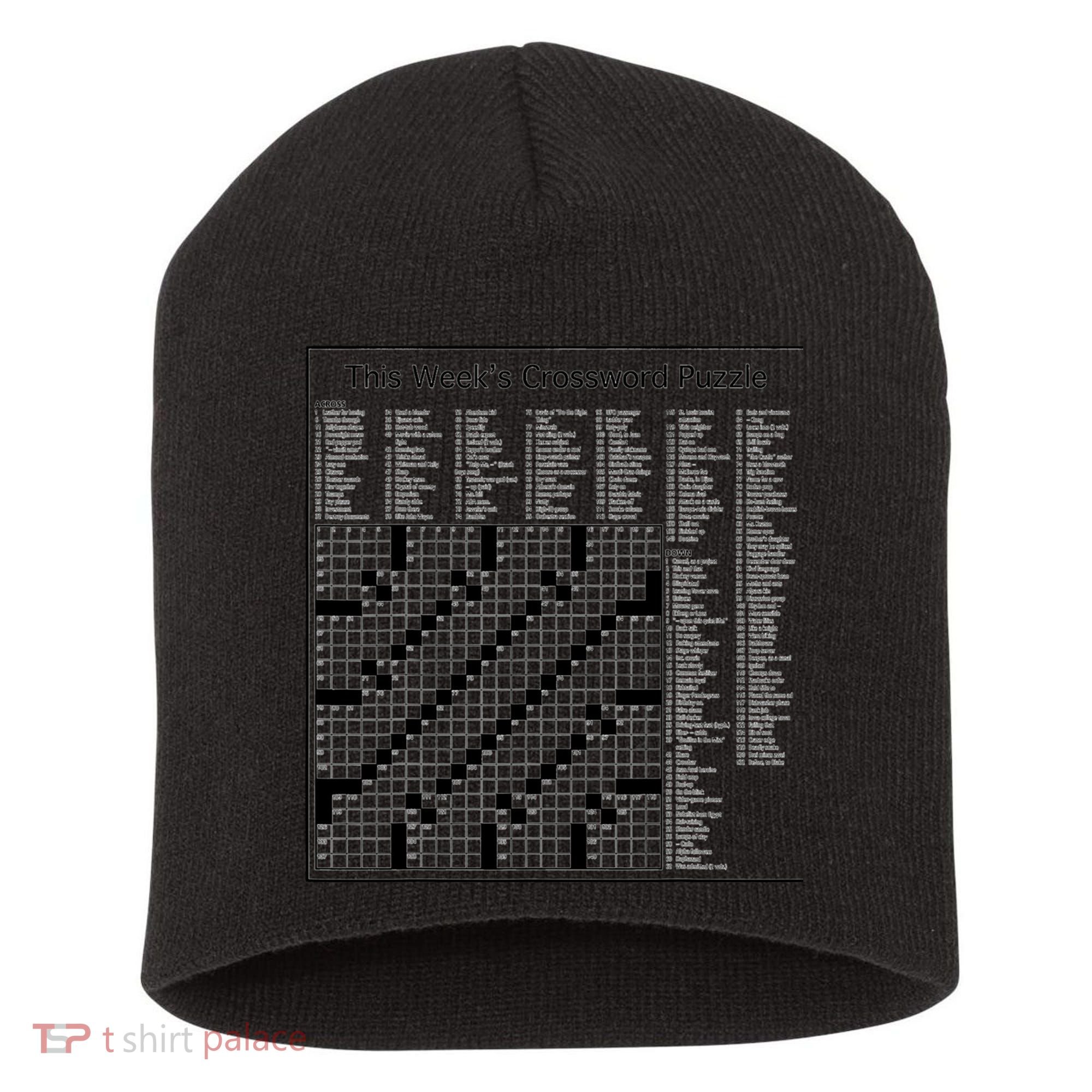 Crossword Puzzle Picture Short Acrylic Beanie
