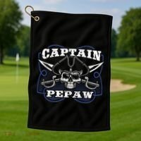Captain Pepaw Pirate Skull Funny Grandpa Grandparents Day Cool Gift Golf Towel thumb 1