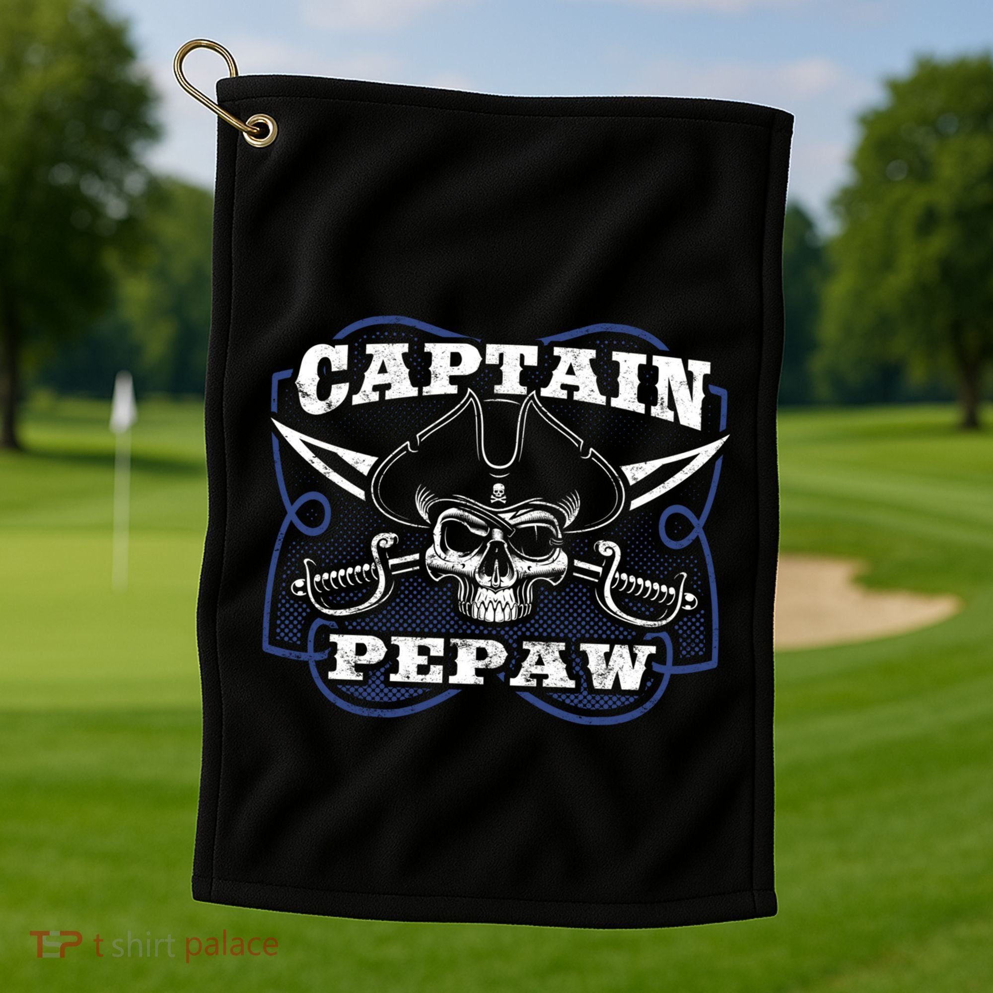 Captain Pepaw Pirate Skull Funny Grandpa Grandparents Day Cool Gift Golf Towel