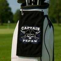 Captain Pepaw Pirate Skull Funny Grandpa Grandparents Day Cool Gift Golf Towel thumb 2