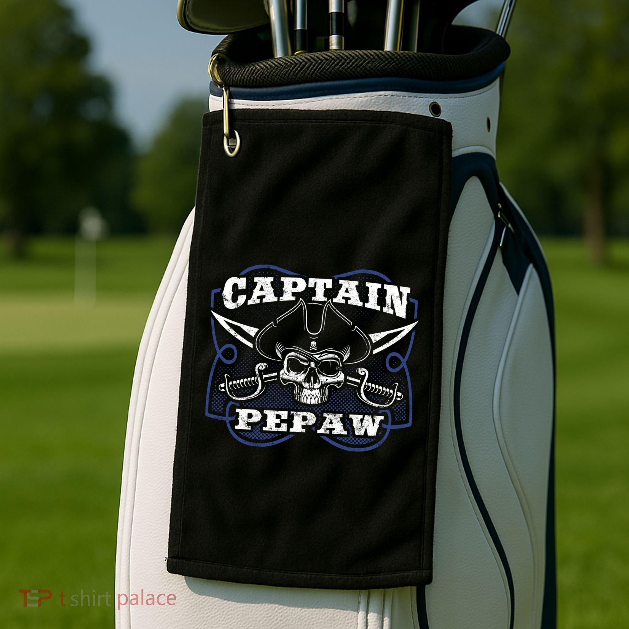 Captain Pepaw Pirate Skull Funny Grandpa Grandparents Day Cool Gift Golf Towel