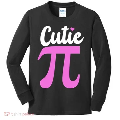 Cutie Pi Pi Day Heart Kids Long Sleeve Shirt