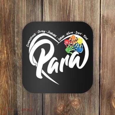 Cute Para Paraprofessional Teacher Heart Coaster
