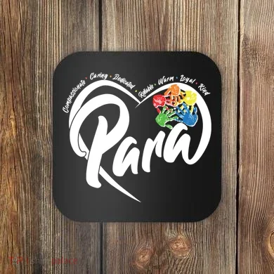 Cute Para Paraprofessional Teacher Heart Coaster