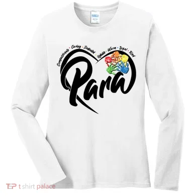 Cute Para Paraprofessional Teacher Heart Women's Long Sleeve Shirt