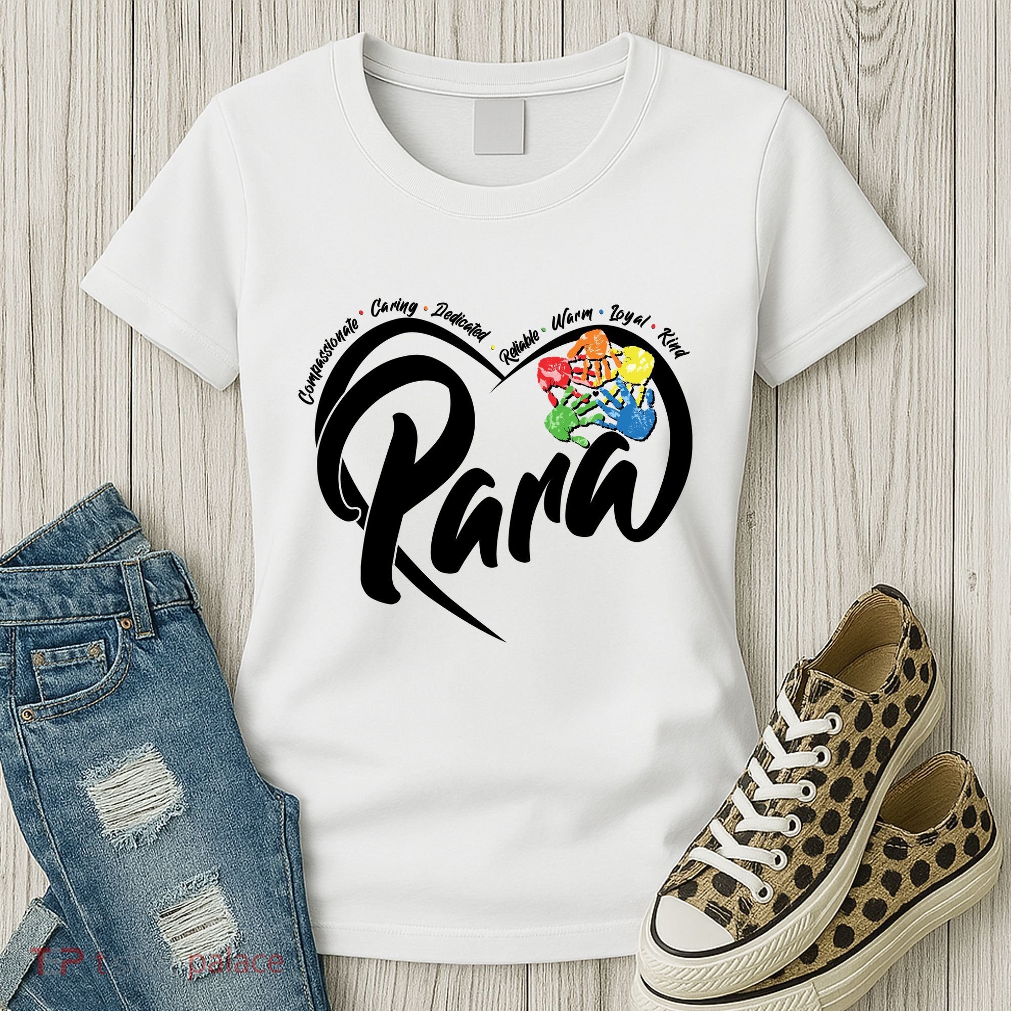 Cute Para Paraprofessional Teacher Heart Women's T-Shirt