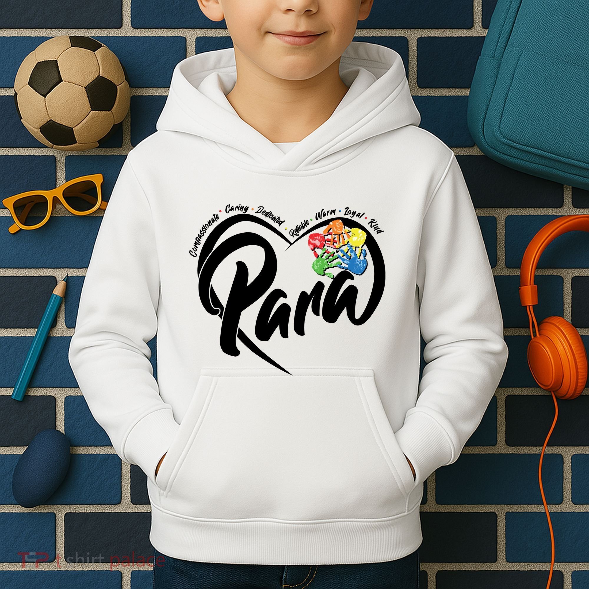 Cute Para Paraprofessional Teacher Heart Kids Hoodie