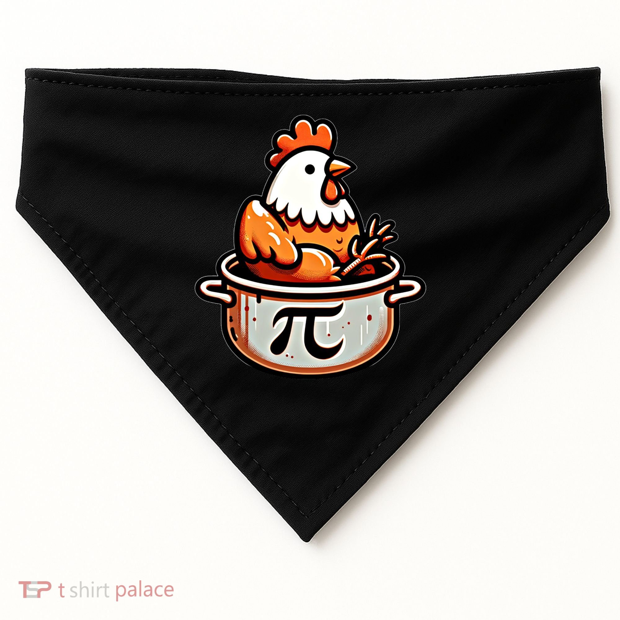 Chicken Pot Pie Funny Math Pun Chicken Pot Pi Day Gift USA-Made Doggie Bandana