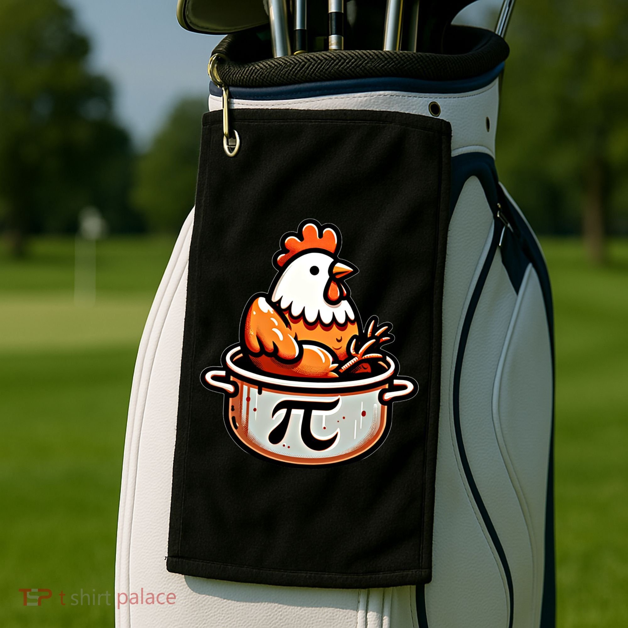Chicken Pot Pie Funny Math Pun Chicken Pot Pi Day Gift Golf Towel