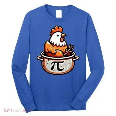 Chicken Pot Pie Funny Math Pun Chicken Pot Pi Day Gift Long Sleeve Shirt
