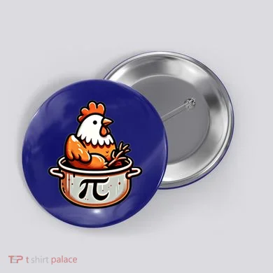 Chicken Pot Pie Funny Math Pun Chicken Pot Pi Day Gift Button