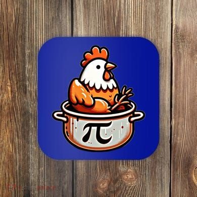 Chicken Pot Pie Funny Math Pun Chicken Pot Pi Day Gift Coaster