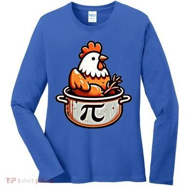 Chicken Pot Pie Funny Math Pun Chicken Pot Pi Day Gift Women's Long Sleeve Shirt