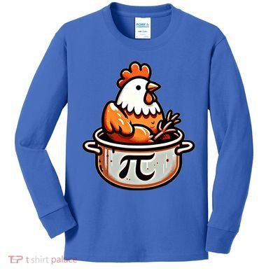Chicken Pot Pie Funny Math Pun Chicken Pot Pi Day Gift Kids Long Sleeve Shirt