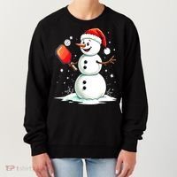 Christmas Pickleball Player Funny Pickleball Snowman Xmas Gift Women's Sweatshirt thumb 0