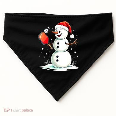 Christmas Pickleball Player Funny Pickleball Snowman Xmas Gift USA-Made Doggie Bandana