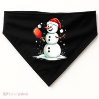 Christmas Pickleball Player Funny Pickleball Snowman Xmas Gift USA-Made Doggie Bandana thumb 0