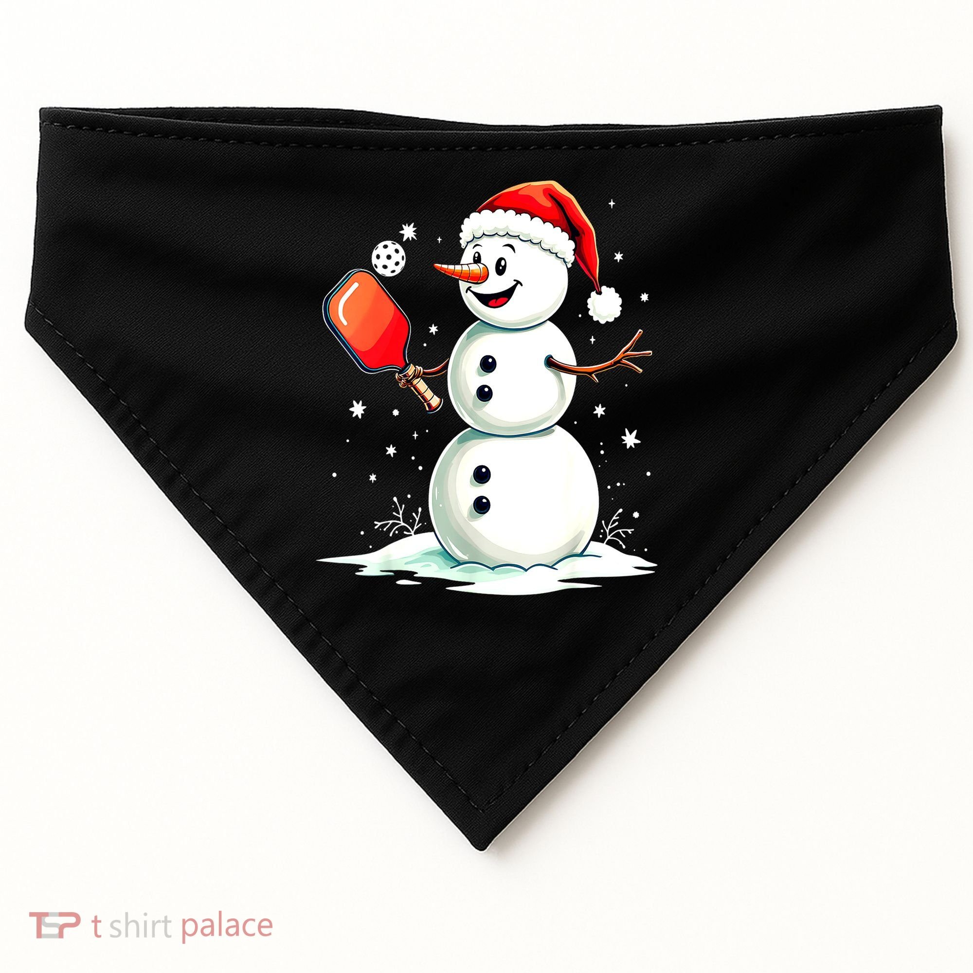 Christmas Pickleball Player Funny Pickleball Snowman Xmas Gift USA-Made Doggie Bandana
