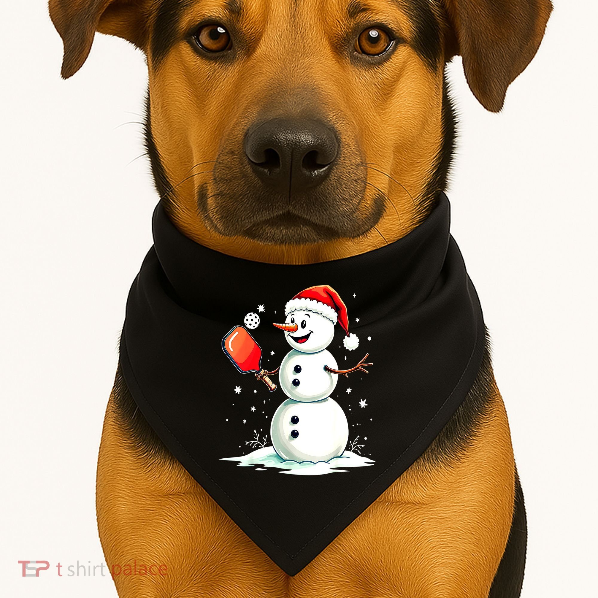 Christmas Pickleball Player Funny Pickleball Snowman Xmas Gift USA-Made Doggie Bandana