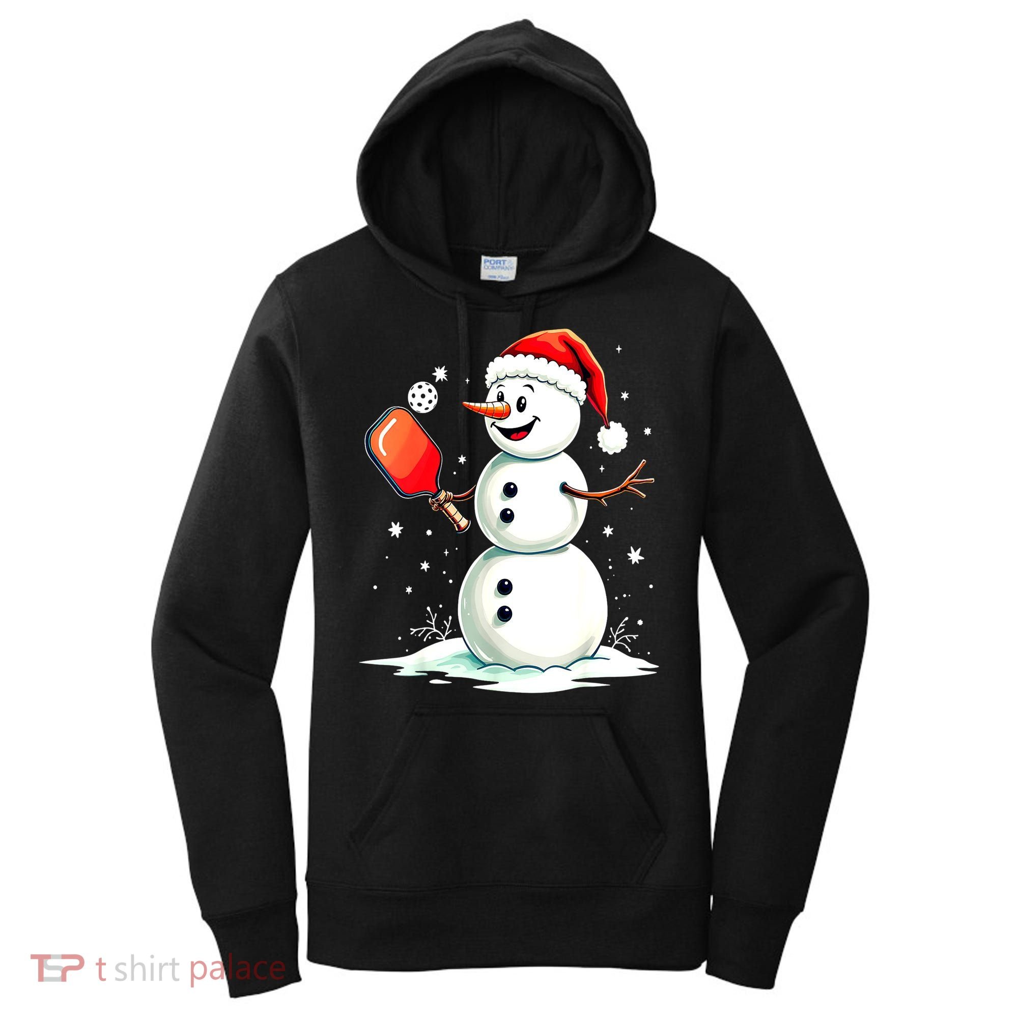 Christmas Pickleball Player Funny Pickleball Snowman Xmas Gift Women's Hoodie