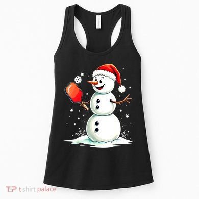 Christmas Pickleball Player Funny Pickleball Snowman Xmas Gift Women's Tank Top