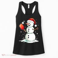 Christmas Pickleball Player Funny Pickleball Snowman Xmas Gift Women's Tank Top thumb 0