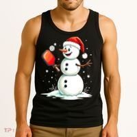 Christmas Pickleball Player Funny Pickleball Snowman Xmas Gift Tank Top thumb 3