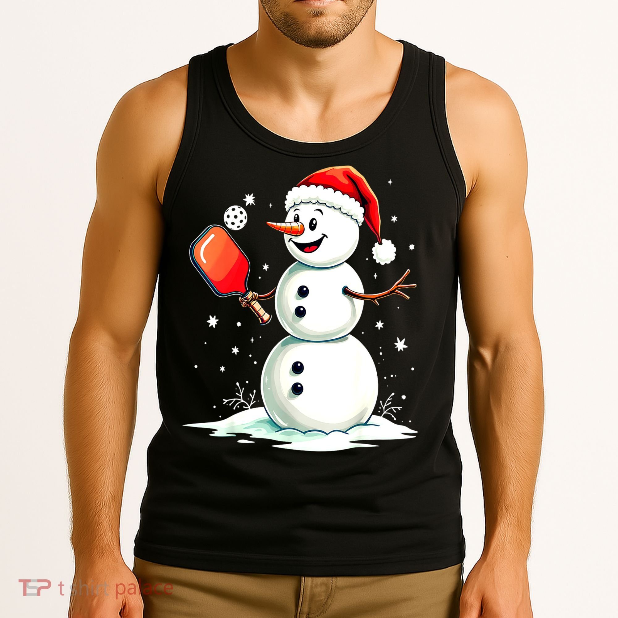 Christmas Pickleball Player Funny Pickleball Snowman Xmas Gift Tank Top