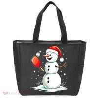 Christmas Pickleball Player Funny Pickleball Snowman Xmas Gift Tote Bag thumb 0