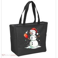 Christmas Pickleball Player Funny Pickleball Snowman Xmas Gift Tote Bag thumb 2