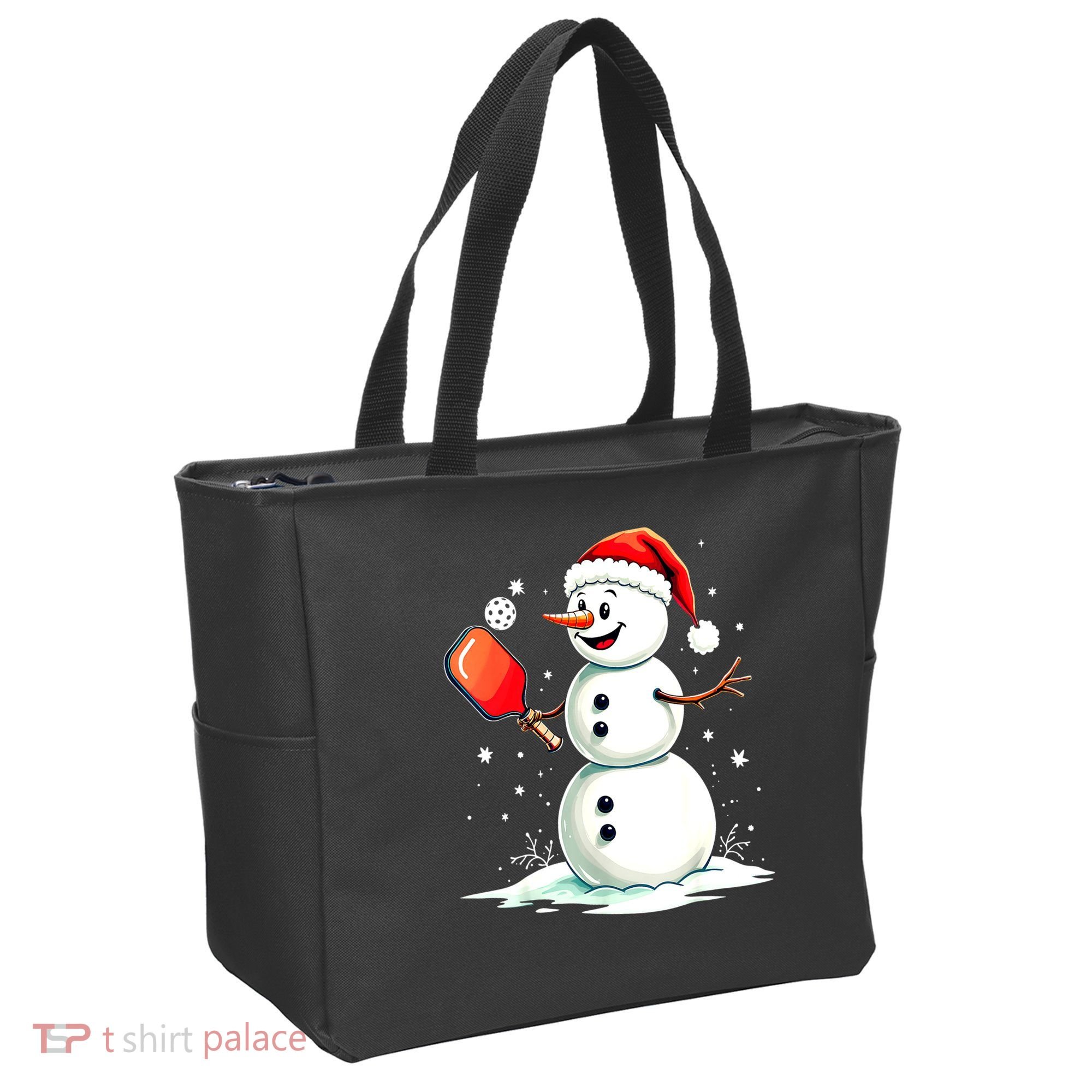 Christmas Pickleball Player Funny Pickleball Snowman Xmas Gift Tote Bag